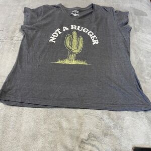 Nap Chat Graphic Tee Womens 2X Charcoal Not A Hugger Cactus Short Sleeve Shirt